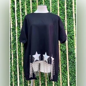 Fantastic Fawn Black Sequin Star Shirt